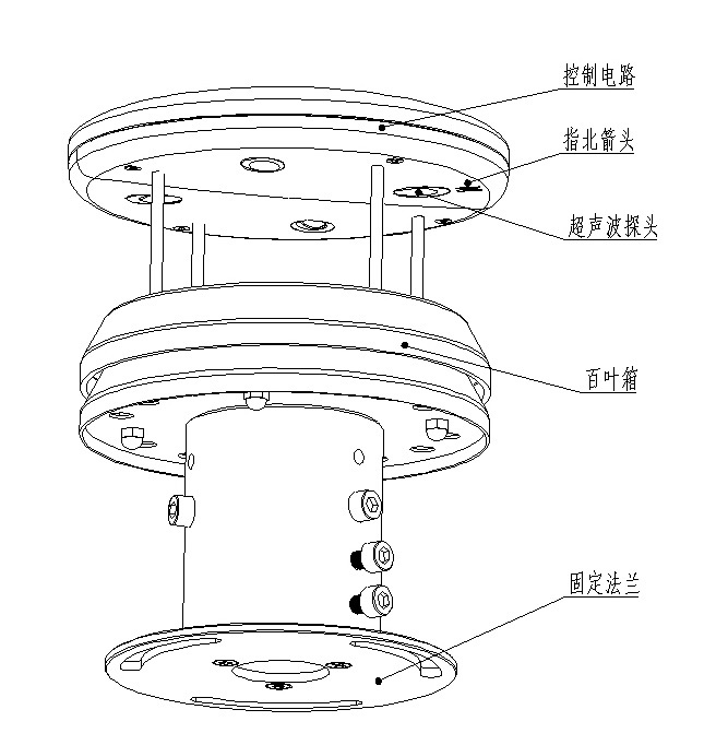 Ultrasonic Wind Speed & Direction Sensor product structure diagram