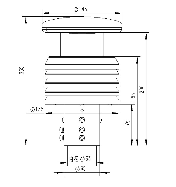6 in 1 Weather Sensor product size diagram