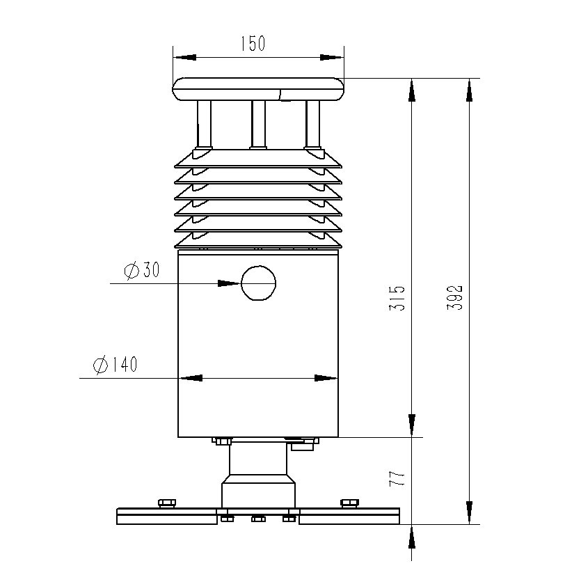 Vehicle Weather Station size diagram