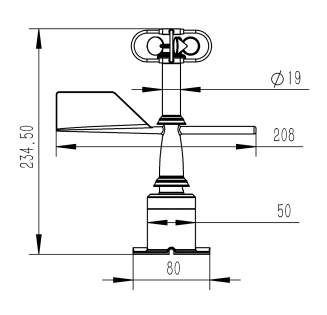 Mechanical anemometer appearance size