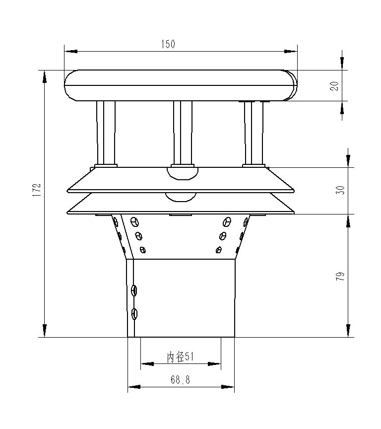 Piezoelectric rain sensor product size diagram