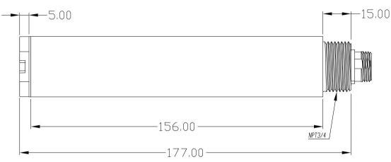 Online turbidity sensor size diagram