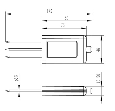 Soil Temperature Moisture Salt Sensor Product Size Diagram