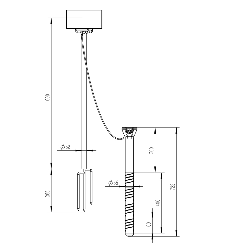 Tube Soil Moisture Station size diagram