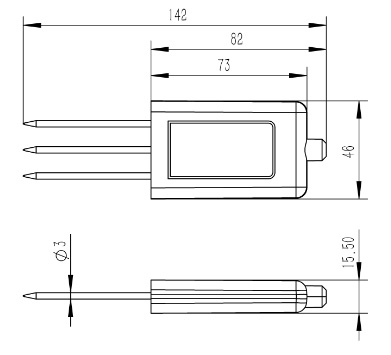 Soil moisture temperature sensor product size diagram