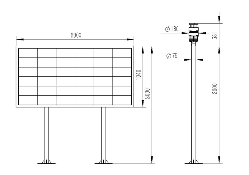 Negative oxygen ion monitoring station product size diagram