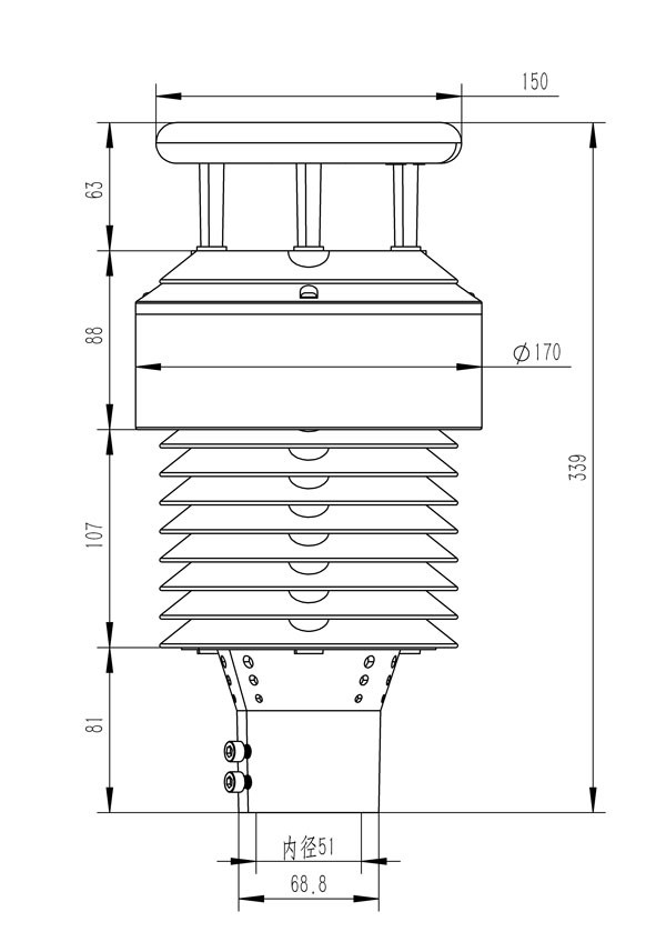 mini weather station Product Dimensions Drawing